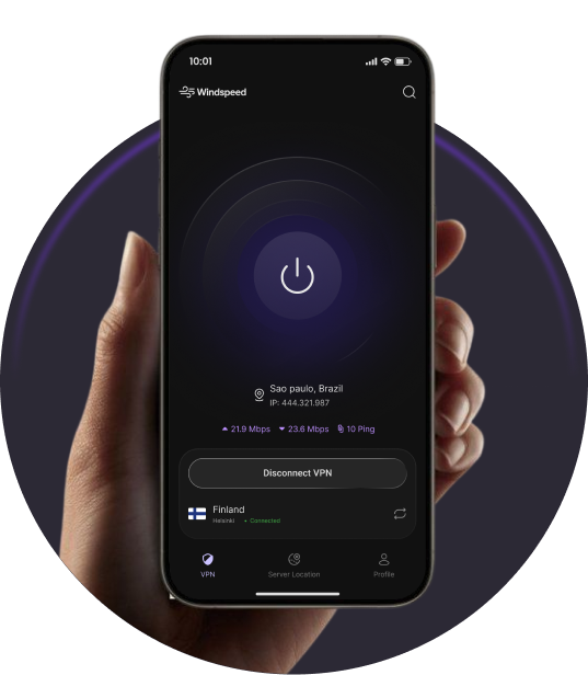 Windspeed mobile app in hand